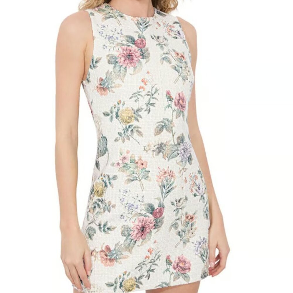 Alice + Olivia Clyde Tweed A-Line Shift Mini Dress Size 6